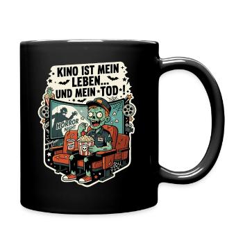 Kino Horror Zombie Popcorn Humor - Tasse einfarbig - Schwarz - Rechts