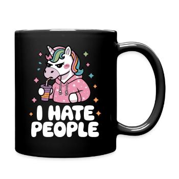 Sweat à capuche licorne sinistre Détester les gens Détester les gens - Mug uni - noir - Droite