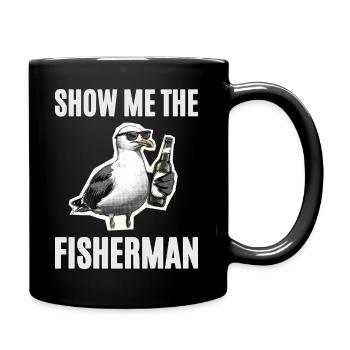 Funny Saying Seagull Angler Pub Fishing - Full Colour Mug - black - Right