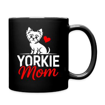 Yorkie Mom Herzhund Design - Tasse einfarbig - Schwarz - Rechts