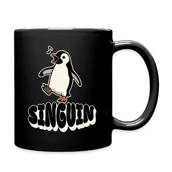 Singender Pinguin - Singuin - Tasse einfarbig - Schwarz - Rechts
