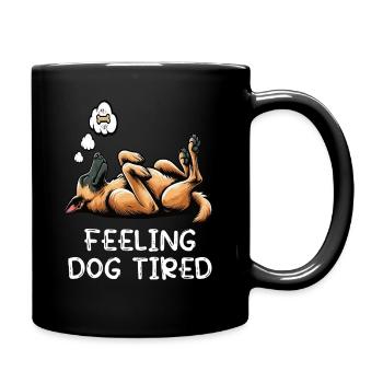 Fatigué par le chien Berger Belge Malinois - Mug uni - noir - Droite