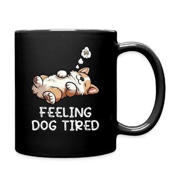 Se sentir fatigué par le chien Corgi Corgi - Mug uni - noir - Droite