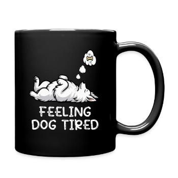 Feeling Dog Tired White Shepherd Dog - Full Colour Mug - black - Right