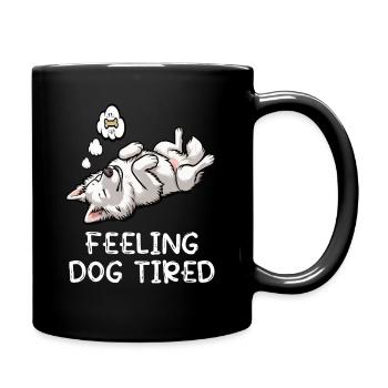 Feeling Dog Tired White Shepherd Dog - Full Colour Mug - black - Right