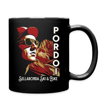 Passo Pordoi Noir Sellaronda Ski & Bike Art - Full Colour Mug - black - Right