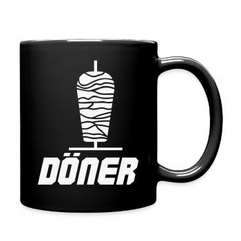 Döner Spieß Icon Schwarz-Weiß - Tasse einfarbig - Schwarz - Rechts