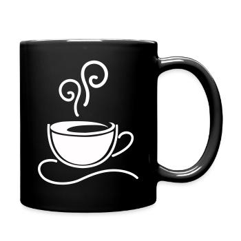 Kaffeetasse Skizzenlinie Dampf - Tasse einfarbig - Schwarz - Rechts