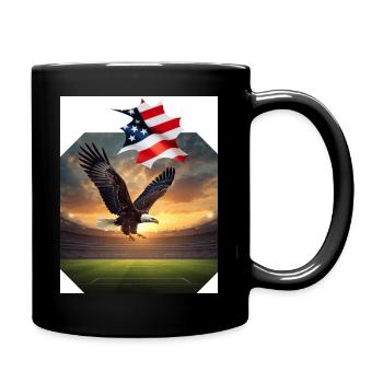 Patriotischer Adler im Stadion - Tasse einfarbig - Schwarz - Rechts