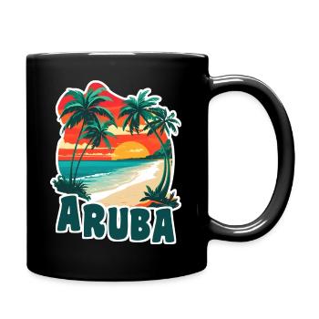 Aruba Sandstrand und Palmen - Tasse einfarbig - Schwarz - Rechts