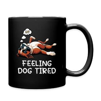 Feeling Dog Tired Boxer Boxer Dog German Boxer - Full Colour Mug - black - Right