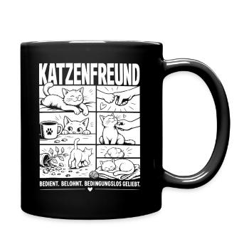 Katzenfreund Liebe Katze Comic - Tasse einfarbig - Schwarz - Rechts