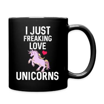 I Freaking Love Unicorns Gift - Full Colour Mug - black - Right