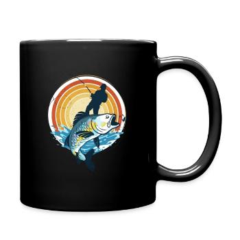 Pêcheur et poisson géant dans le cercle du soleil - Mug uni - noir - Droite