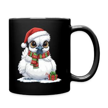Poulet de soie drôle - Chapeau de Père Noël et... - Mug uni - noir - Droite