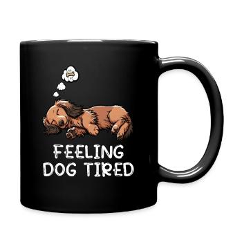 Feeling Dog Tired Long Hair Dachshund Dachshund Dachshund - Full Colour Mug - black - Right