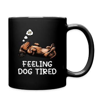 Feeling Dog Tired Long Hair Dachshund Dachshund Dachshund - Full Colour Mug - black - Right