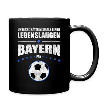 Lebenslanger Bayern Fan Geschenk | Retro Vintage - Tasse einfarbig - Schwarz - Rechts