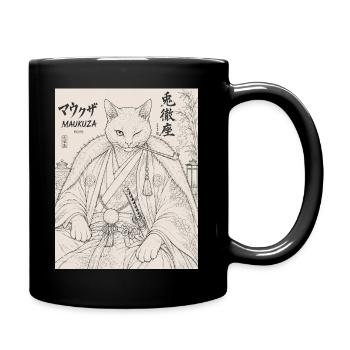 Maukuza Katzen-Samurai im Bambuslicht - Tasse einfarbig - Schwarz - Rechts