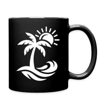 Palm Tree Beach Ocean - Full Colour Mug - black - Right