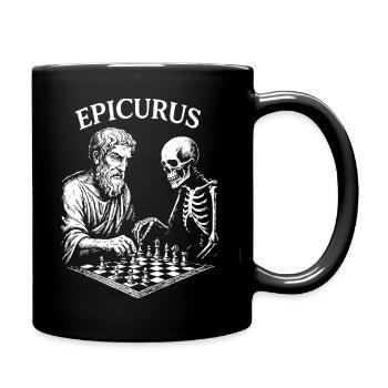 Épicure jouant aux échecs avec un squelette - Mug uni - noir - Droite