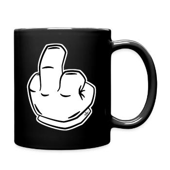 Naughty Middle Finger Line Style - Full Colour Mug - black - Right