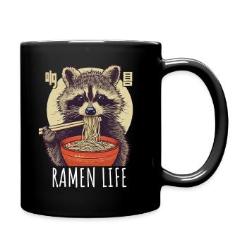 Japan Waschbär Ramen Nudel Retro Welle Motiv - Tasse einfarbig - Schwarz - Rechts