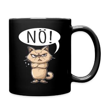 Um, Nope, Sarcasm & Funny Cat Tea Coffee - Full Colour Mug - black - Right