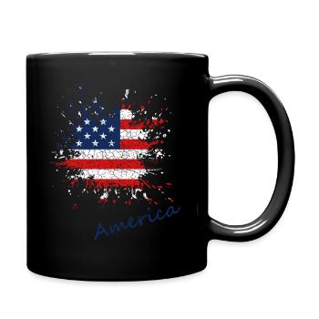 America Flag Splash Art Print - Full Colour Mug - black - Right