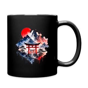 Japan Torii Berg Sonnenaufgang - Tasse einfarbig - Schwarz - Rechts