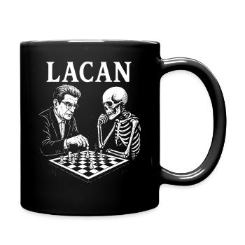 Jacques Lacan plays chess with skeleton - Full Colour Mug - black - Right