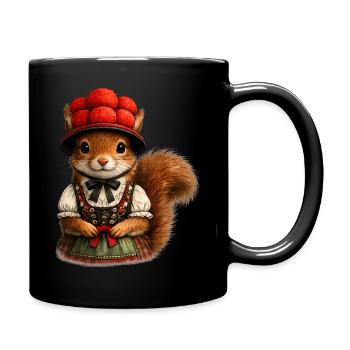 Schwarzwald Eichhörnchen mit Bollenhut - Tasse einfarbig - Schwarz - Rechts