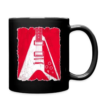 Graffiti-Gitarren-Silhouette - Tasse einfarbig - Schwarz - Rechts