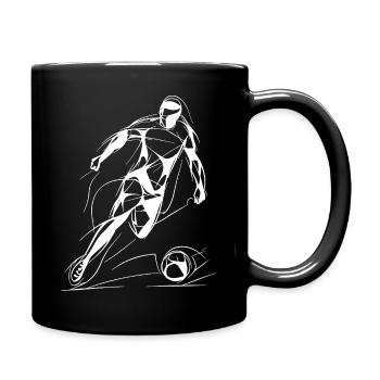 Fußballspieler Line Art - Tasse einfarbig - Schwarz - Rechts
