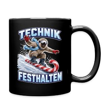 Brillenlangur auf der Zuckerstange - Tasse einfarbig - Schwarz - Rechts