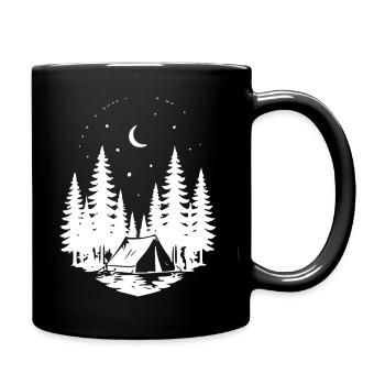 Nachtwald Camping Silhouette - Tasse einfarbig - Schwarz - Rechts