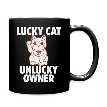 Lucky Cat Unlucky Owner Funny - Full Colour Mug - black - Right