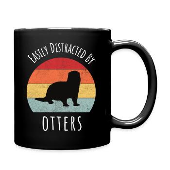 Easily Distracted by Otters Funny Gift - Full Colour Mug - black - Right