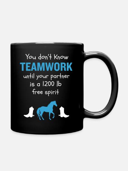 Pferde-Teamwork-Reitreitgeschenk - Tasse einfarbig - Schwarz