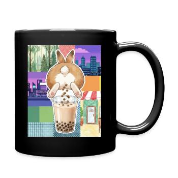 Bubble Tea Boba Drôle de Lapin mignon - Mug uni - noir - Droite