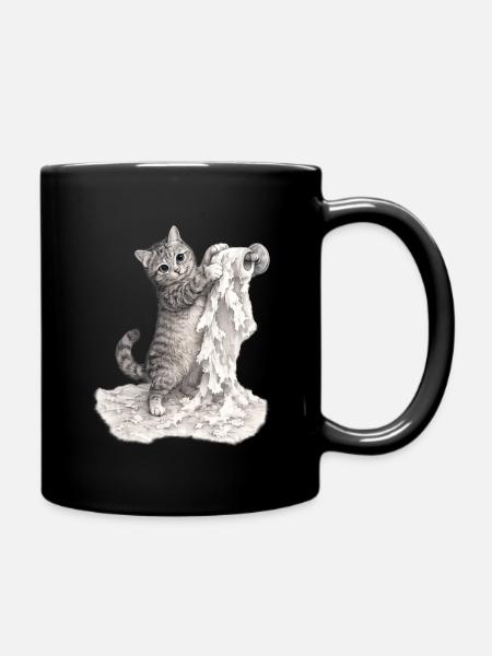 Caught in the Act – Mischievous Cat - Full Colour Mug - black