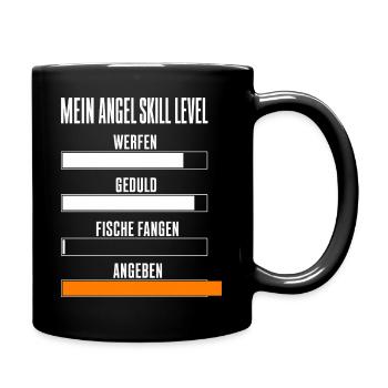 Mein Angel Skill Level Lustiges Angler Motiv mit - Tasse einfarbig - Schwarz - Rechts