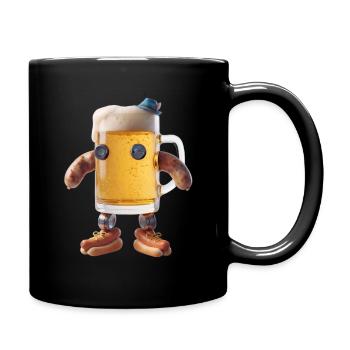 Bierkrug-Charakter mit Wurstarmen - Tasse einfarbig - Schwarz - Rechts