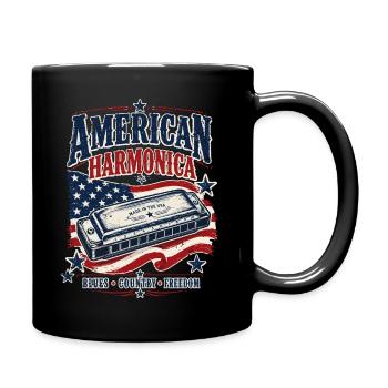 Instrument: Harmonica, Country Music, Harmonica - Full Colour Mug - black - Right
