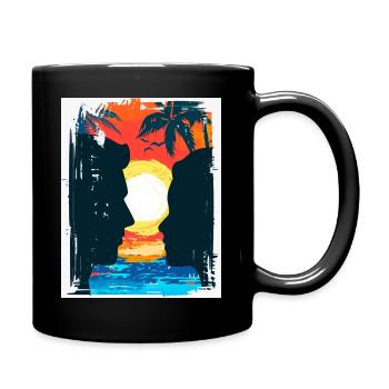 Tropischer Sonnenuntergangsliebhaber - Tasse einfarbig - Schwarz - Rechts