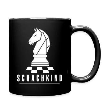 Schachkind – Schach Spieler Springer Motiv Vektor - Tasse einfarbig - Schwarz - Rechts