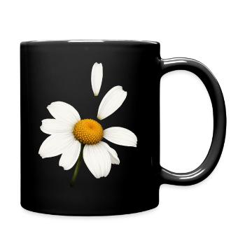 Marguerite with flying petals design - Full Colour Mug - black - Right