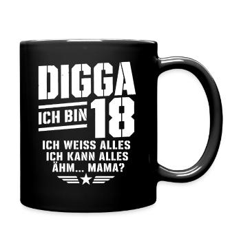 18. Geburtstag Junge Mädchen 18 Jahre 2008 lustig  - Tasse einfarbig - Schwarz - Rechts