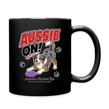 Aussie On! Australian Shepherd - Full Colour Mug - black - Right