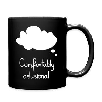 Comfortably Delusional, White - Full Colour Mug - black - Right
